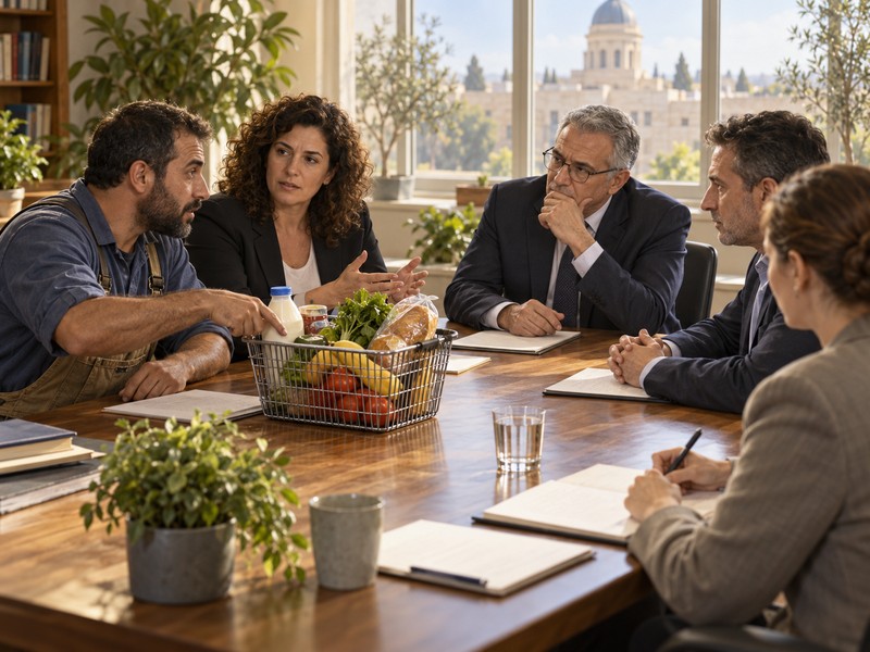 המחשה: נציגי עובדים, ממשלה ומעסיקים דנים בשכר ובעלות סל המזון