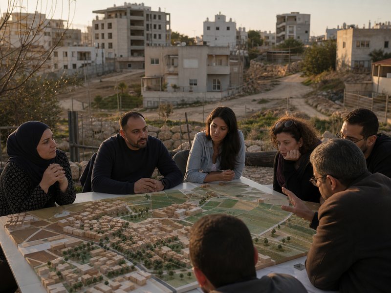 תושבים מקבוצות שונות דנים יחד בדגם של תכנון קרקע בשולי שכונה