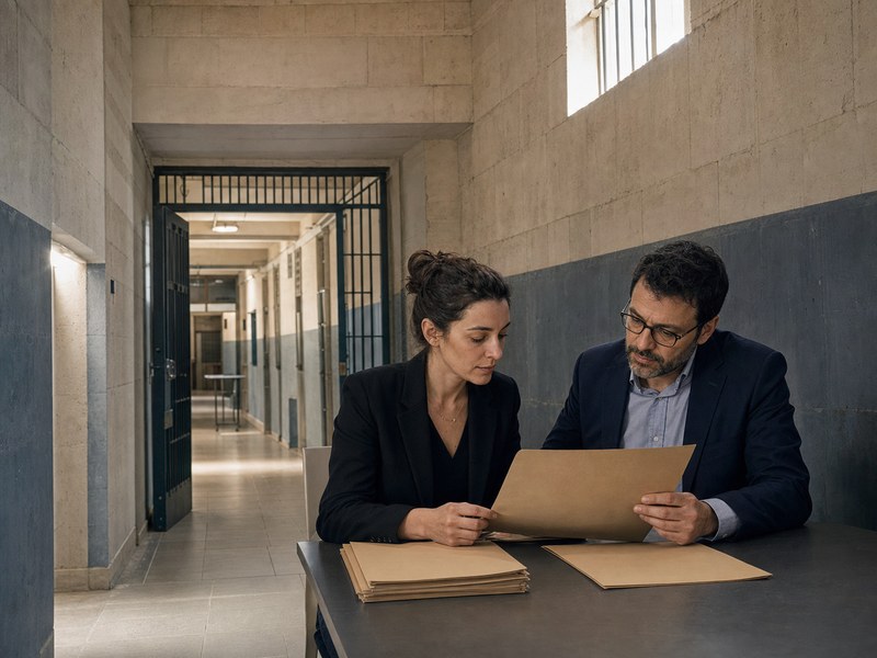מסדרון בית סוהר לצד דלתות תאים ואור יום במסגרת הדיון בזכויות אסירים